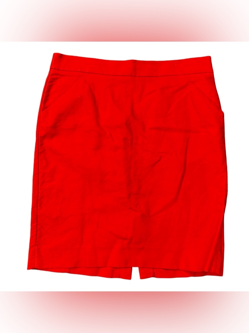 J. Crew The Pencil Skirt Orange Red Size 14 Knit Pocket Comfy Office Workwear